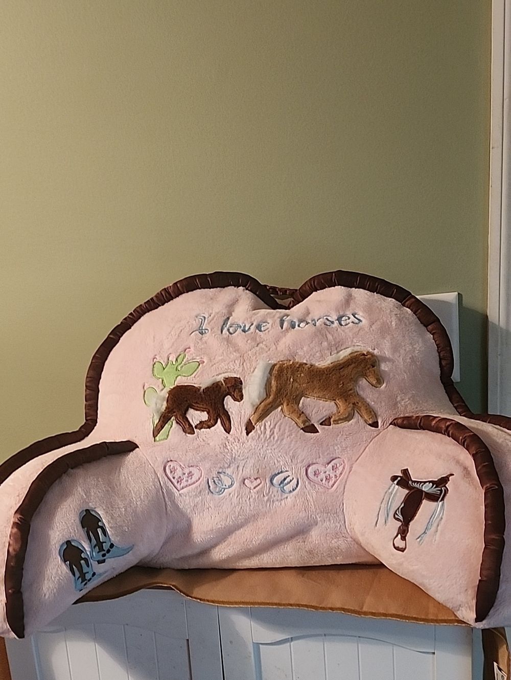 Pink 'I Love Horses' Plush Back Rest Pillow
